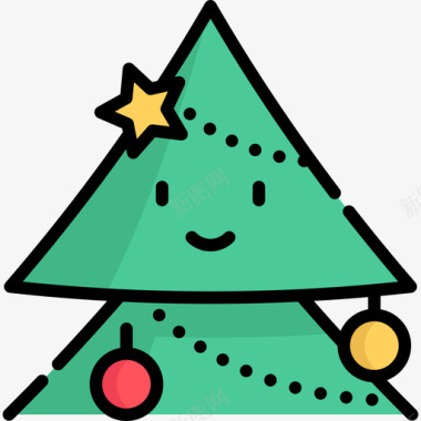 圣诞树圣诞化身5线性颜色图标图标