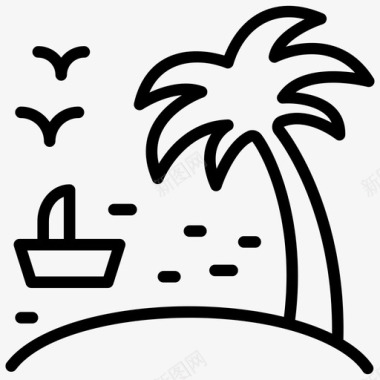 素描雪松树棕榈树槟榔科椰子树图标图标