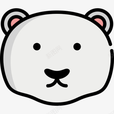 北极熊冬季自然10线性颜色图标图标