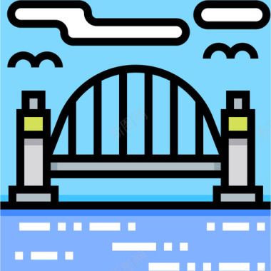 桥在村庄4线颜色图标图标