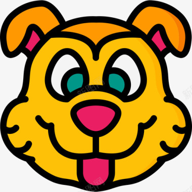 哈士奇狗狗动物42线性颜色图标图标
