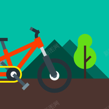 时尚的自行车自行车生态66平板图标图标