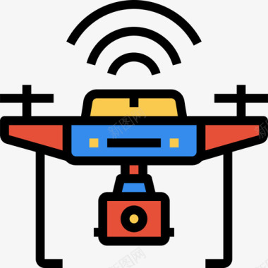 物联网名片无人机物联网24线性颜色图标图标