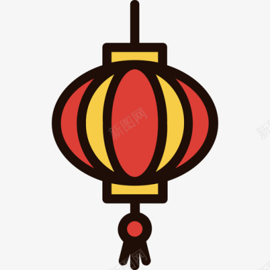 灯笼中国新年十五线颜色图标图标