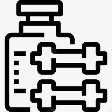 私教健身哑铃健身和健康3线性图标图标