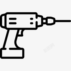线性电钻电钻电工工具和元件3线性图标高清图片