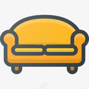 现代家具沙发沙发室内家具3线性颜色图标图标