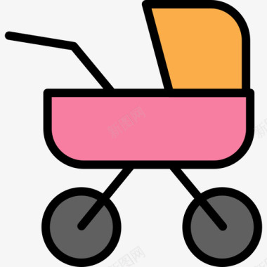 月嫂婴儿婴儿车55岁婴儿线性颜色图标图标