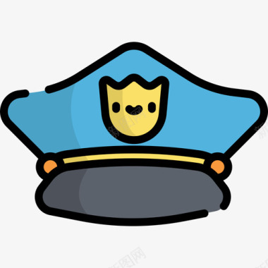 警察帽服装派对12线性颜色图标图标