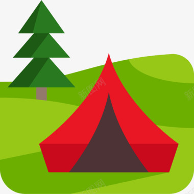符号露营旅行地点表情符号2平面图标图标