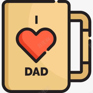 父亲节大促销马克杯父亲节2线性颜色图标图标