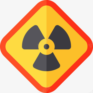 蓝色信号标志辐射信号和禁止3平坦图标图标