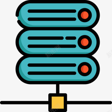 线矢量素材服务器网络维护4线颜色图标图标
