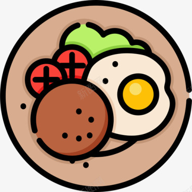 虾仁炒饭炒饭早餐原色图标图标