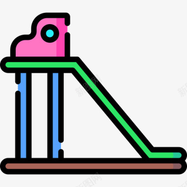 滑梯游乐场25线性颜色图标图标