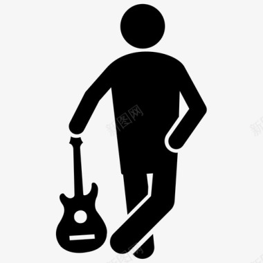 吉他手站立吉他手音乐播放器图标图标