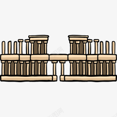 罗马梅里达剧院世界纪念碑色彩图标图标