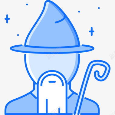 蓝色鼠标指针巫师万圣节61蓝色图标图标