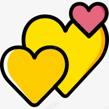 红心红心浪漫生活方式10黄色图标图标