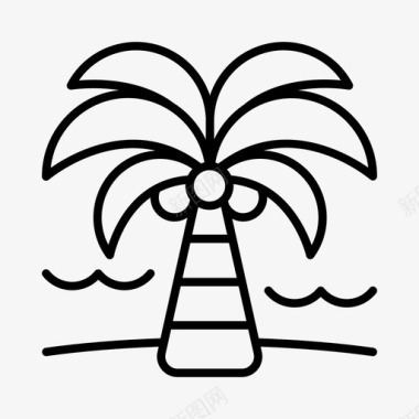 棕榈树海滩海边图标图标