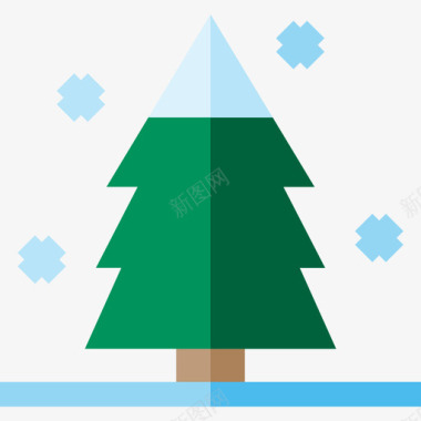 松树冬季自然5平坦图标图标