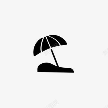 海滩沙滩伞夏季图标图标