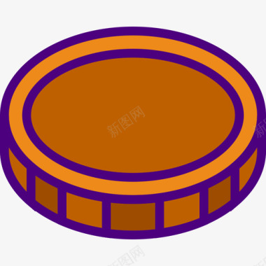 便士硬币硬币商业和金融38线性颜色图标图标