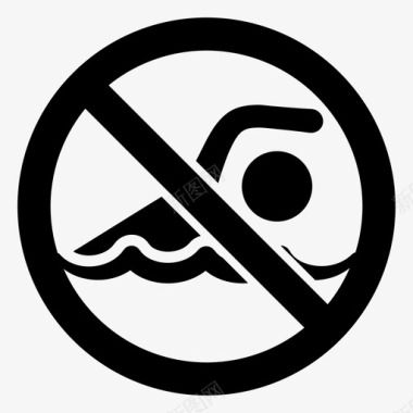 运动人物组合禁止游泳水谈话图标图标