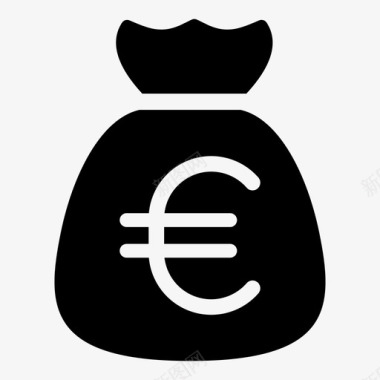 矢量银行钱袋欧元欧元钱图标图标