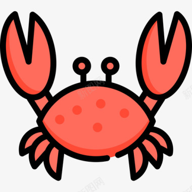 螃蟹暑假5线形颜色图标图标