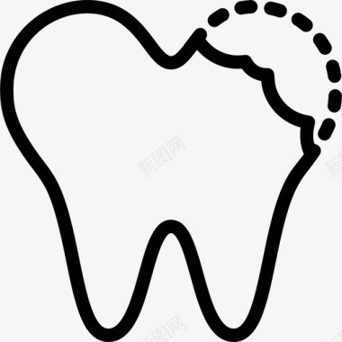 牙齿图标断牙牙齿护理5线状图标图标