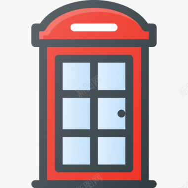 电话亭复古5线性颜色图标图标