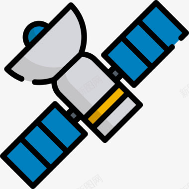 符号卫星旅行地点表情符号3线性颜色图标图标