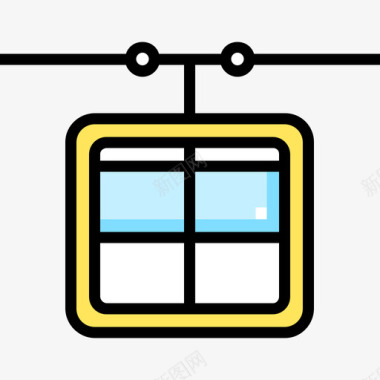 斜向缆车缆车冬季21线性颜色图标图标