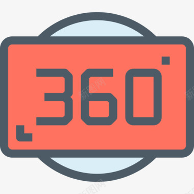 360杀毒360度多媒体和娱乐2线性颜色图标图标