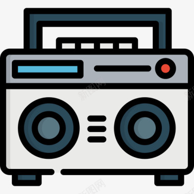 收音机音乐元素6线性颜色图标图标