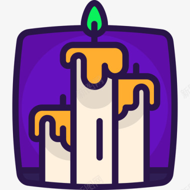 蜡烛蜡烛万圣节57线性颜色图标图标