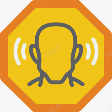 安全是噪音健康与安全4平坦图标图标