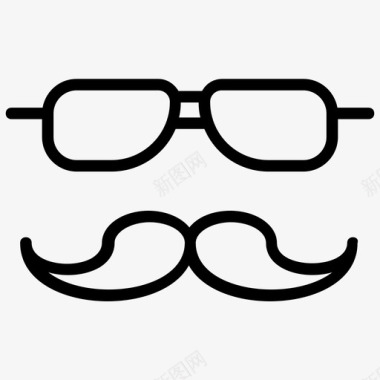 父亲节时髦服装眼镜图标图标