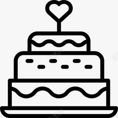 结婚蛋糕甜点和糖果3直系图标图标