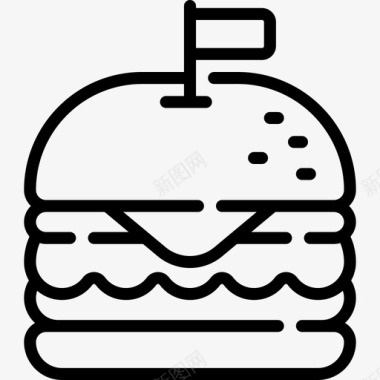 动作汉堡日常用品动作线性图标图标