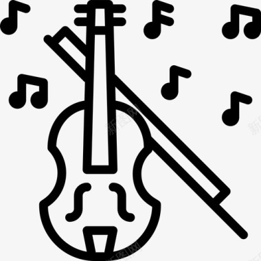 小提琴39号餐厅直线型图标图标