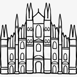 欧洲米兰大教堂米兰大教堂世界纪念碑2黑色图标高清图片