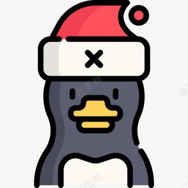 企鹅圣诞化身5线性颜色图标图标