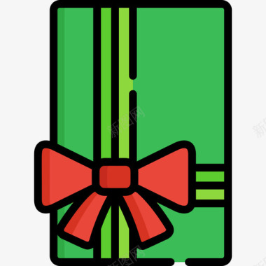 恭贺新年素材礼品盒新年9线性颜色图标图标