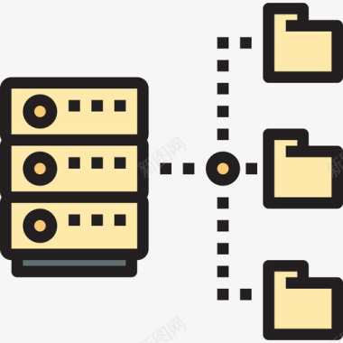 网络E图标文件夹网络和数据库线颜色图标图标