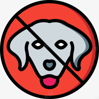 狗健康和安全线性颜色图标图标