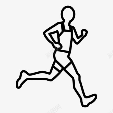 男性夏季跑步者人类慢跑图标图标