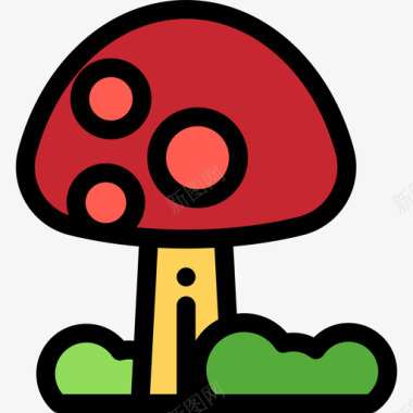 蘑菇森林里的12个线状的颜色图标图标