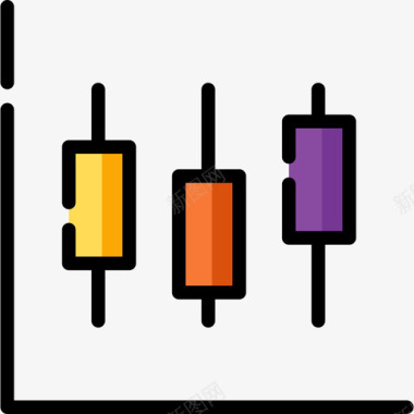 矢量条形旗条形图图表2线颜色图标图标